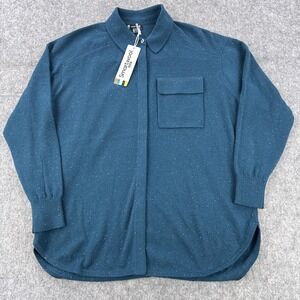 Smartwool Cardigan Sweater Womens Medium Blue Donegal Edgewood Button Down